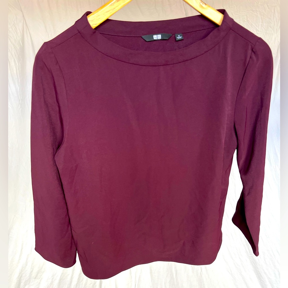 NWOT — Uniqlo boatneck drape blouse 3/4 sleeve red wine — bundle deal!